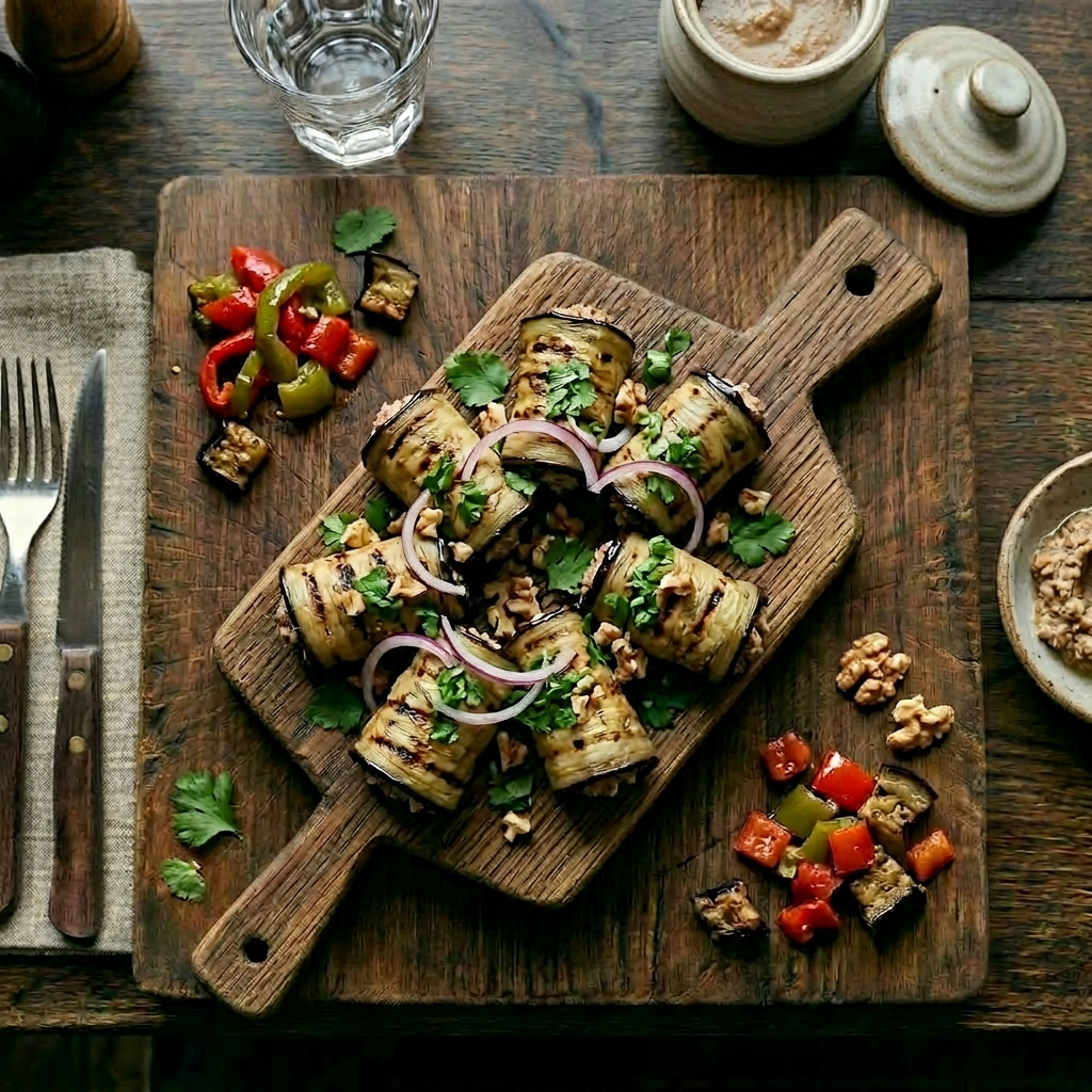 Rouleaux d'Aubergines aux Noix